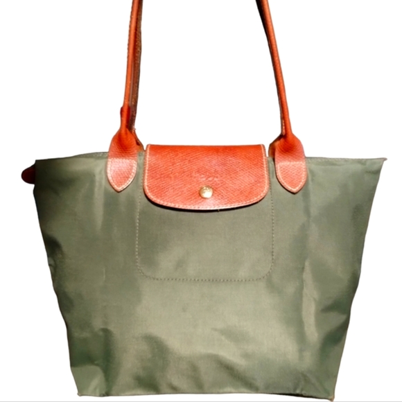 Longchamp Handbags - Final Price! Longchamp Le Pliage Nylon Long Handle Tote in Loden Green